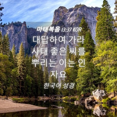 Picture 04 - 마태복음 13:37 KOR - 대답하여 가라사대 좋은 씨를 뿌리는 - Bible Verse Picture