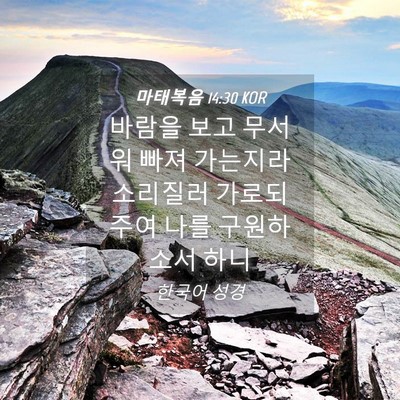Picture 04 - 마태복음 14:30 KOR - 바람을 보고 무서워 빠져 가는지라 - Bible Verse Picture