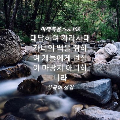 Picture 04 - 마태복음 15:26 KOR - 대답하여 가라사대 자녀의 떡을 - Bible Verse Picture