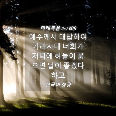 Picture 04 - 마태복음 16:2 KOR - 예수께서 대답하여 가라사대 너희가 - Bible Verse Picture