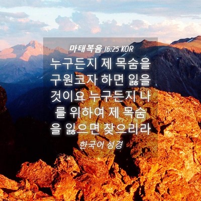 Picture 04 - 마태복음 16:25 KOR - 누구든지 제 목숨을 구원코자 하면 - Bible Verse Picture