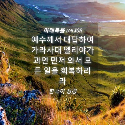Picture 04 - 마태복음 17:11 KOR - 예수께서 대답하여 가라사대 - Bible Verse Picture