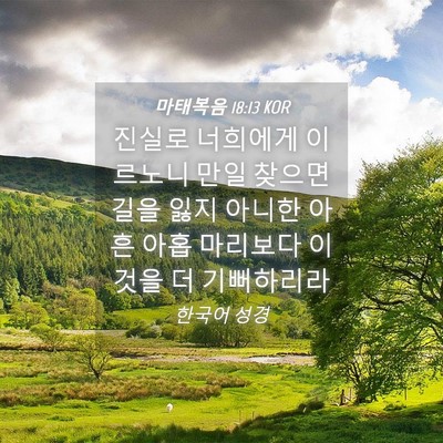 Picture 04 - 마태복음 18:13 KOR - 진실로 너희에게 이르노니 만일 - Bible Verse Picture
