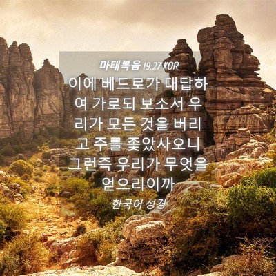 Picture 04 - 마태복음 19:27 KOR - 이에 베드로가 대답하여 가로되 - Bible Verse Picture