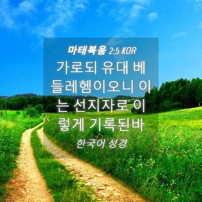 Picture 04 - 마태복음 2:5 KOR - 가로되 유대 베들레헴이오니 이는 - Bible Verse Picture