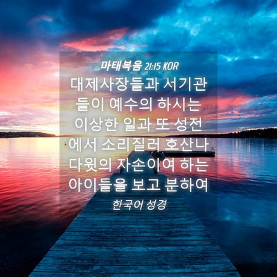 Picture 04 - 마태복음 21:15 KOR - 대제사장들과 서기관들이 예수의 - Bible Verse Picture