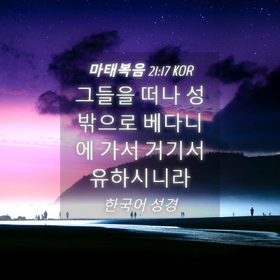 Picture 04 - 마태복음 21:17 KOR - 그들을 떠나 성 밖으로 베다니에 - Bible Verse Picture
