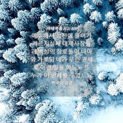 Picture 04 - 마태복음 21:23 KOR - 예수께서 성전에 들어가 가르치실쌔 - Bible Verse Picture