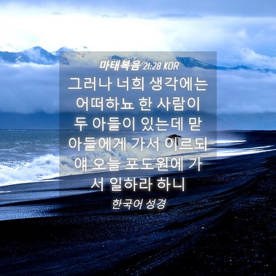 Picture 04 - 마태복음 21:28 KOR - 그러나 너희 생각에는 어떠하뇨 한 - Bible Verse Picture