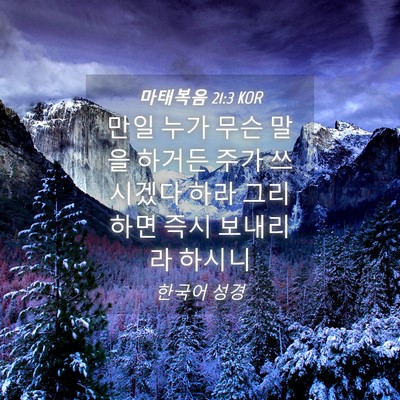 Picture 04 - 마태복음 21:3 KOR - 만일 누가 무슨 말을 하거든 주가 - Bible Verse Picture