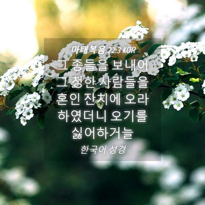 Picture 04 - 마태복음 22:3 KOR - 그 종들을 보내어 그 청한 사람들을 - Bible Verse Picture