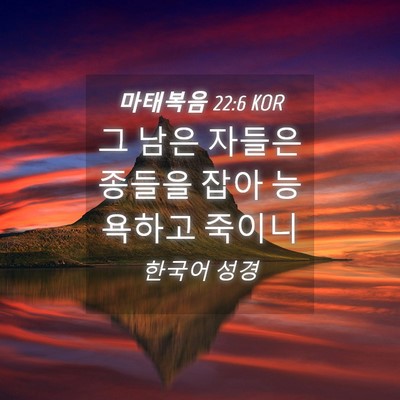 Picture 04 - 마태복음 22:6 KOR - 그 남은 자들은 종들을 잡아 - Bible Verse Picture