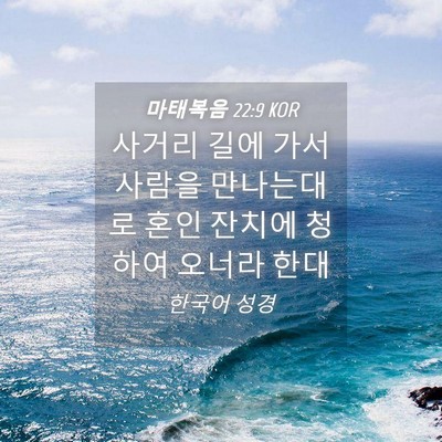 Picture 04 - 마태복음 22:9 KOR - 사거리 길에 가서 사람을 만나는대로 - Bible Verse Picture