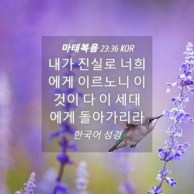 Picture 04 - 마태복음 23:36 KOR - 내가 진실로 너희에게 이르노니 - Bible Verse Picture