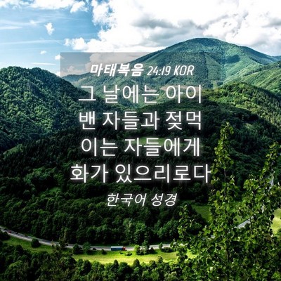Picture 04 - 마태복음 24:19 KOR - 그 날에는 아이 밴 자들과 젖먹이는 - Bible Verse Picture