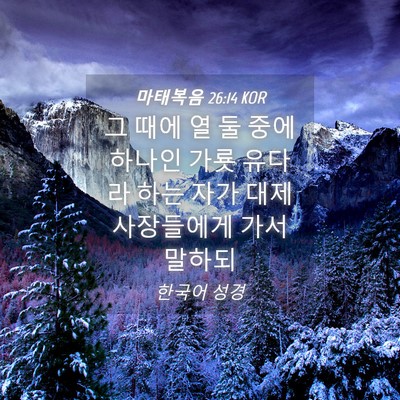 Picture 04 - 마태복음 26:14 KOR - 그 때에 열 둘 중에 하나인 가룟 - Bible Verse Picture