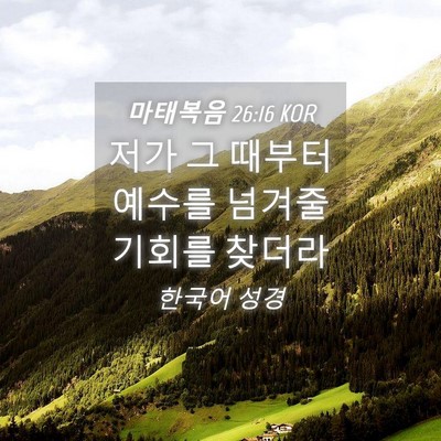 Picture 04 - 마태복음 26:16 KOR - 저가 그 때부터 예수를 넘겨줄 - Bible Verse Picture
