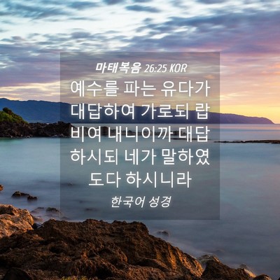 Picture 04 - 마태복음 26:25 KOR - 예수를 파는 유다가 대답하여 가로되 - Bible Verse Picture