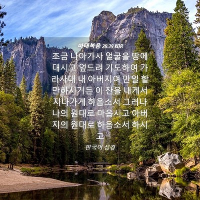 Picture 04 - 마태복음 26:39 KOR - 조금 나아가사 얼굴을 땅에 대시고 - Bible Verse Picture