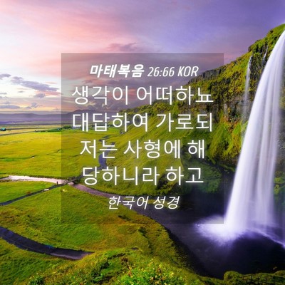 Picture 04 - 마태복음 26:66 KOR - 생각이 어떠하뇨 대답하여 가로되 - Bible Verse Picture