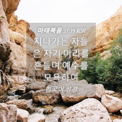 Picture 04 - 마태복음 27:39 KOR - 지나가는 자들은 자기 머리를 흔들며 - Bible Verse Picture