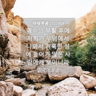 Picture 04 - 마태복음 27:53 KOR - 예수의 부활 후에 저희가 무덤에서 - Bible Verse Picture