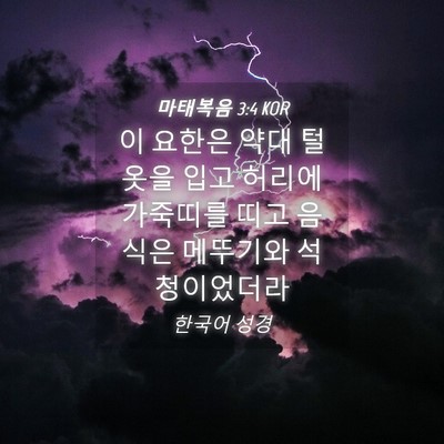 Picture 04 - 마태복음 3:4 KOR - 이 요한은 약대 털옷을 입고 허리에 - Bible Verse Picture