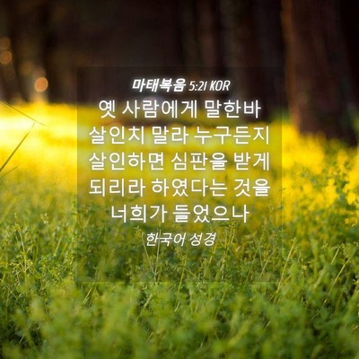 Picture 04 - 마태복음 5:21 KOR - 옛 사람에게 말한바 살인치 말라 - Bible Verse Picture