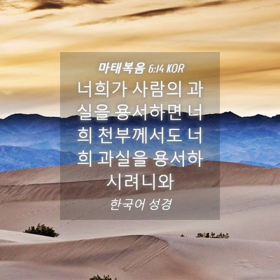 Picture 04 - 마태복음 6:14 KOR - 너희가 사람의 과실을 용서하면 너희 - Bible Verse Picture