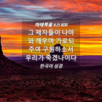 Picture 04 - 마태복음 8:25 KOR - 그 제자들이 나아와 깨우며 가로되 - Bible Verse Picture