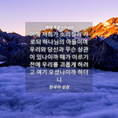Picture 04 - 마태복음 8:29 KOR - 이에 저희가 소리질러 가로되 - Bible Verse Picture