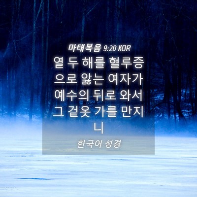 Picture 04 - 마태복음 9:20 KOR - 열 두 해를 혈루증으로 앓는 여자가 - Bible Verse Picture