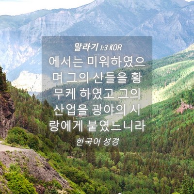 Picture 04 - 말라기 1:3 KOR - 에서는 미워하였으며 그의 산들을 - Bible Verse Picture