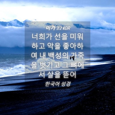 Picture 04 - 미가 3:2 KOR - 너희가 선을 미워하고 악을 좋아하여 - Bible Verse Picture