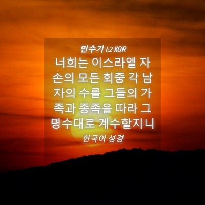 Picture 04 - 민수기 1:2 KOR - 너희는 이스라엘 자손의 모든 회중 - Bible Verse Picture