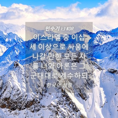 Picture 04 - 민수기 1:3 KOR - 이스라엘 중 이십 세 이상으로 - Bible Verse Picture