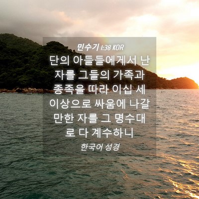 Picture 04 - 민수기 1:38 KOR - 단의 아들들에게서 난 자를 그들의 - Bible Verse Picture