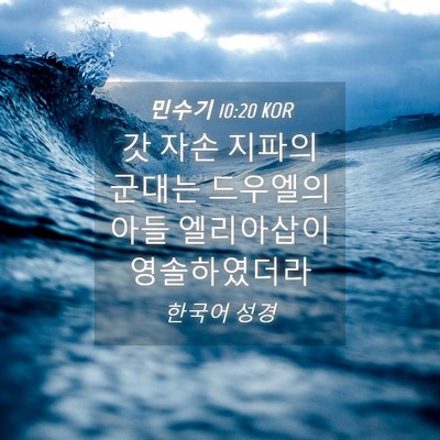 Picture 04 - 민수기 10:20 KOR - 갓 자손 지파의 군대는 드우엘의 - Bible Verse Picture