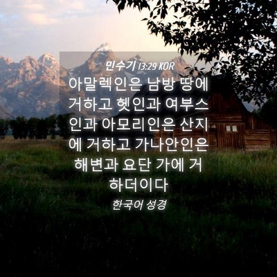 Picture 04 - 민수기 13:29 KOR - 아말렉인은 남방 땅에 거하고 헷인과 - Bible Verse Picture