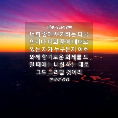 Picture 04 - 민수기 15:14 KOR - 너희 중에 우거하는 타국인이나 너희 - Bible Verse Picture