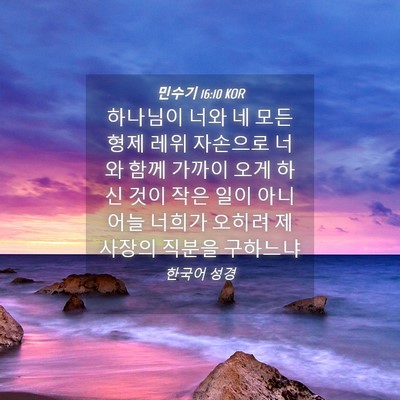 Picture 04 - 민수기 16:10 KOR - 하나님이 너와 네 모든 형제 레위 - Bible Verse Picture