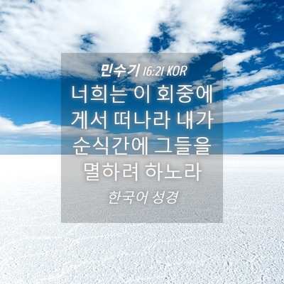 Picture 04 - 민수기 16:21 KOR - 너희는 이 회중에게서 떠나라 내가 - Bible Verse Picture
