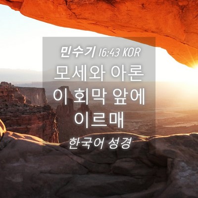Picture 04 - 민수기 16:43 KOR - 모세와 아론이 회막 앞에 - Bible Verse Picture