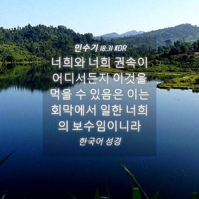 Picture 04 - 민수기 18:31 KOR - 너희와 너희 권속이 어디서든지 - Bible Verse Picture
