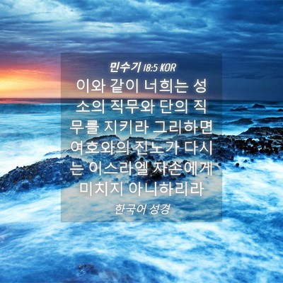 Picture 04 - 민수기 18:5 KOR - 이와 같이 너희는 성소의 직무와 - Bible Verse Picture