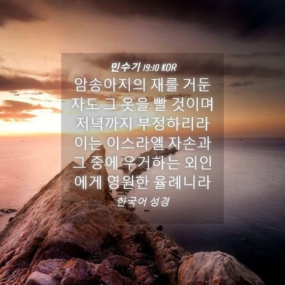 Picture 04 - 민수기 19:10 KOR - 암송아지의 재를 거둔 자도 그 옷을 - Bible Verse Picture