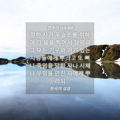 Picture 04 - 민수기 19:18 KOR - 정한 자가 우슬초를 취하여 그 물을 - Bible Verse Picture
