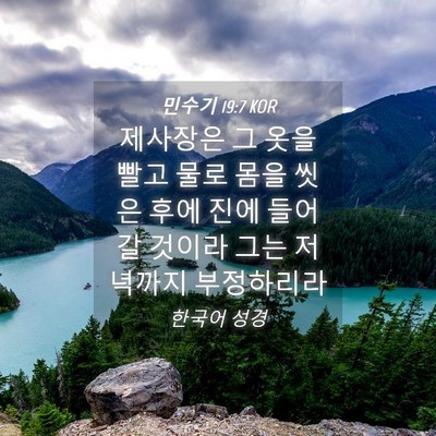 Picture 04 - 민수기 19:7 KOR - 제사장은 그 옷을 빨고 물로 몸을 - Bible Verse Picture