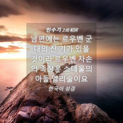 Picture 04 - 민수기 2:10 KOR - 남편에는 르우벤 군대의 진 기가 - Bible Verse Picture
