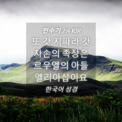 Picture 04 - 민수기 2:14 KOR - 또 갓 지파라 갓 자손의 족장은 - Bible Verse Picture